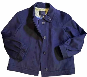 J.Crew Collection Navy Cropped Button Down Jacket Lined 3/4 Sleeves Sz 6 - Picture 1 of 2