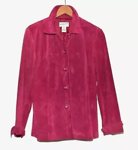 Pendleton Rose Pink Suede Split Roll Cuff Machine Washable Womens Jacket Size M - Picture 1 of 10