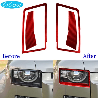 Cubierta de marco de faros delanteros 4 piezas para Land Rover Defender 20-24 rojo fibra de carbono Foto 1 de 4