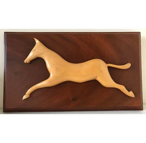 Hand made Carved Horse Large wall plaque Solid wood Equestrian S Howarth - Picture 1 of 9