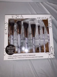 Zoe Ayla Kosmetik Make-up Pinsel Set 7-teilig Marmor Effekt mit Leder Tasche Neu im Karton - Bild 1 von 2