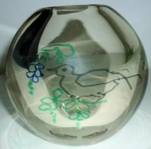 RARE VINTAGE RETRO HEAVY TORA PORS KALMAR GLASBRUK SWEDEN ART GLASS SIGNED VASE - Picture 1 of 11