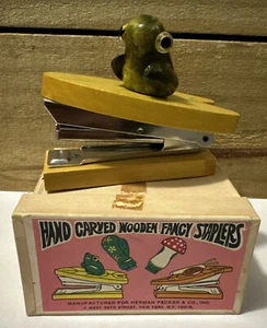 Grapadora de lujo de madera hecha a mano de colección rara hecha en Japón en caja original - Imagen 1 de 10