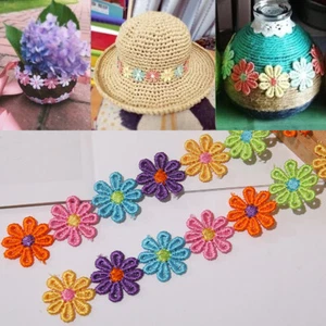 1Yard Daisy Flower Embroidered Trim Applique Wedding Dress Decor DIY Craft Hot - Picture 1 of 51