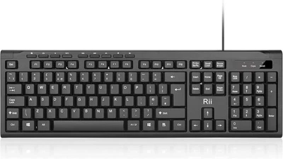 Rii RK907 USB Wired Keyboard Full Size Office PC Laptop UK Layout Windows Mac - Image 1 of 4