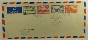 1949 FDC Reykjavik Island 75th Anniversary Airmail Cover UPU Set SC #253-256 - Bild 1 von 2