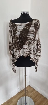 AllSaints tie dye jumper one size brown white shawl cape Cobra tee knitted  - Image 1 of 4