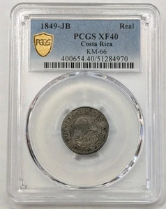 Real Costa Rica 1849 JB. PCGS XF40. Bonita moneda original! - Imagen 1 de 4