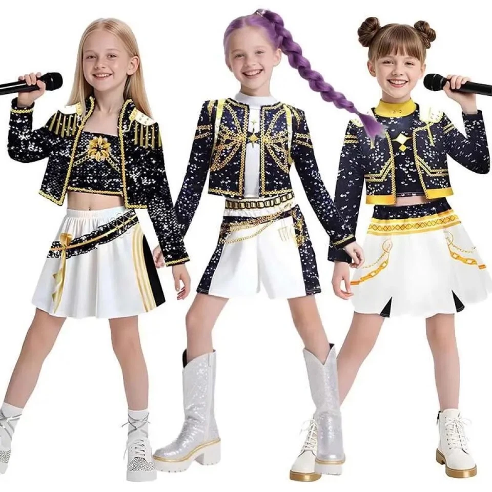 Kids Girls KPop Demon Hunters Costume Rumi Mira Zoey Cosplay Halloween Outfits - image 1 of 4