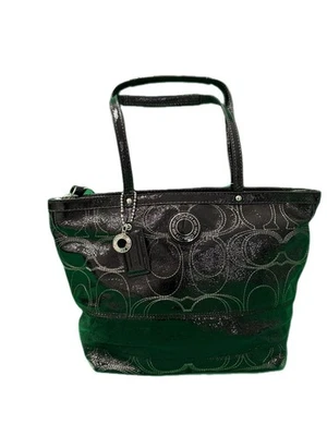 Coach Signature Stitch C Black Patent Leather Tote Bag, F19198 - Image 1 of 4