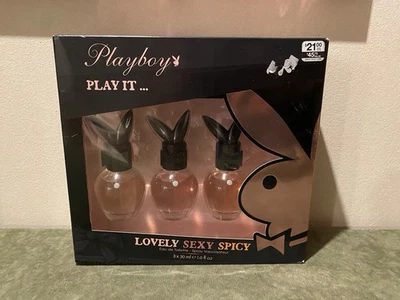 Playboy Play It Lovely Sexy Perfume Picante Eau De Toilette 1 OZ Spray Set de 3 Foto 1 de 2