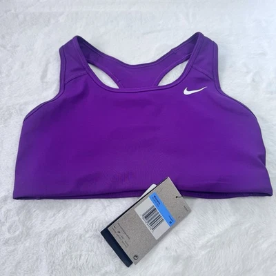 Nike Sports Bra Purple Swoosh Size Medium Dri- Fit - Image 1 of 4