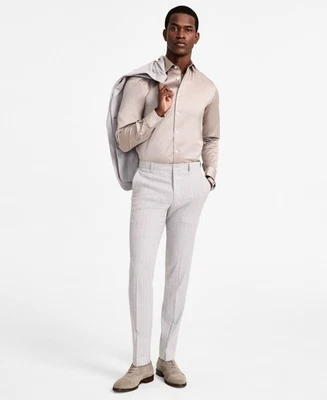 Pantalones de vestir Calvin Klein para hombre ajustados 34/32 gris claro a rayas elásticas Foto 1 de 2