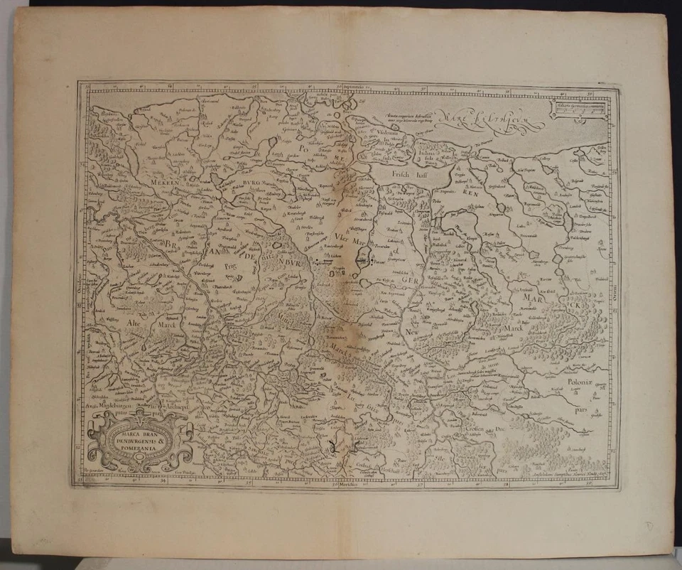 BRANDENBURG GERMANY 1627 MERCATOR & HONDIUS UNUSUAL ANTIQUE COPPER ENGRAVED MAP - Image 1 of 1