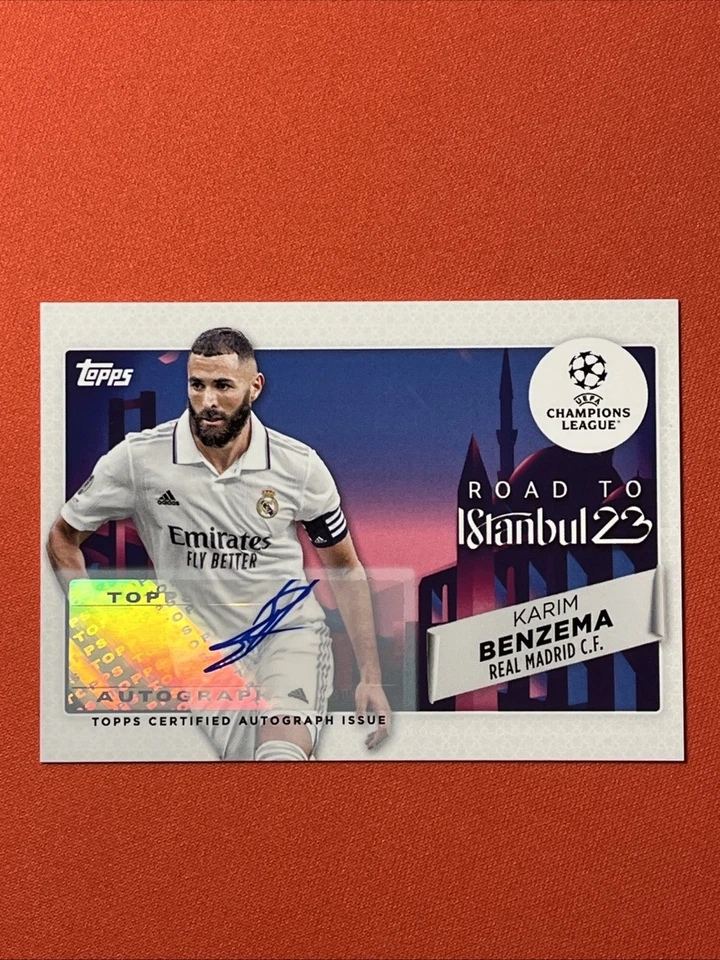 2022-2023 Topps UEFA UCL Karim Benzema AUTO #/50 💎 Road To Istanbul Real Madrid - Image 1 of 2