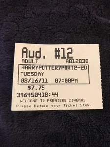 Harry Potter 7 Part2-2D, 8/16/11, Movie, Ticket Stub, UEC, Vintage - Picture 1 of 3