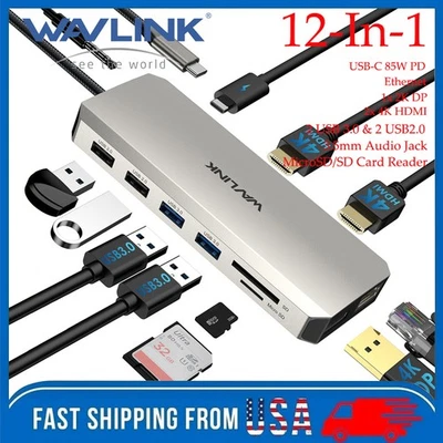 Laptop Docking Station USB C Hub Dual HDMI Hub 4K DP 100W PD 1000Mbps LAN USB3.0 - Image 1 of 4