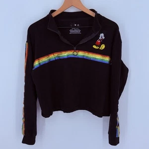 Disney Pullover Sweatshirt Pride 90s Crop 1/4 Zip Xlarge 15-17 Y2k - Picture 1 of 4