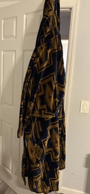Pendleton Nehalem Cotton Terry Velour Bathrobe Unisex XL Brown and navy blue - Image 1 of 3