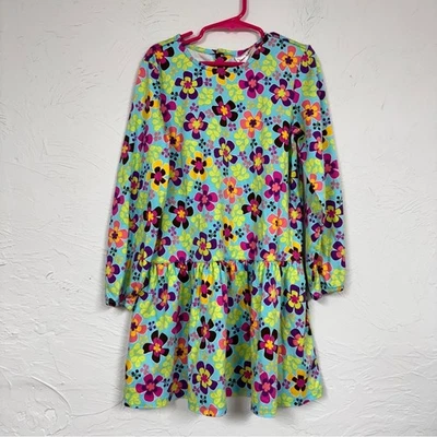 Hanna Andersson Green Floral Long Sleeve Tiered Dress Girls 6/7 Colorful Spring - Image 1 of 4