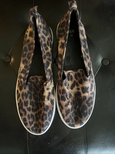 H&M Cheetah Leopard Fabric Flats Slip on Shoes Women's Size 7 New without Tags - Picture 1 of 3