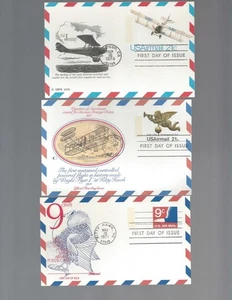 3 Airmail postal card FDC's; Fleetwood cachets; UXC10/UXC16-17 - Picture 1 of 2