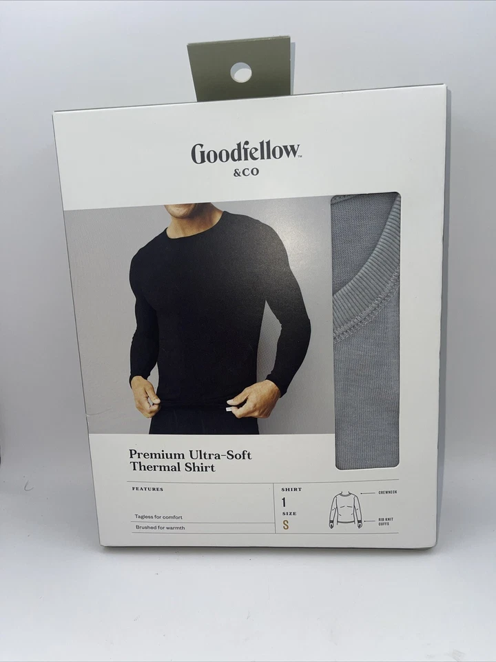 Men's Goodfellow Size S Gray Premium Ultra-Soft Thermal Shirt Torn Box