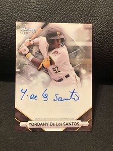 YORDANY DE LOS SANTOS 2023 BOWMAN STERLING PROSPECT ON CARD AUTO #PA-YD PIRATES