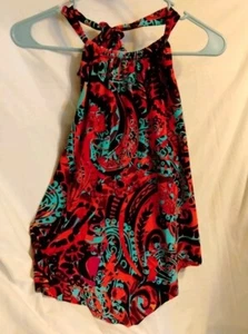 AQUA GREEN WOMEN'S MULTI COLOR HALTER TANKINI TOP SIZE S NWOT - Picture 1 of 7