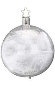 Inge Glas Ball 8 cm Feathery Transparent 20371T008 ameGerman NEW w/FREE Gift Box - Picture 1 of 2
