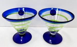 Juego de 2 remolinos Royal Caribbean Kosta Boda Margarita vidrio soplado a mano azul verde - Imagen 1 de 17