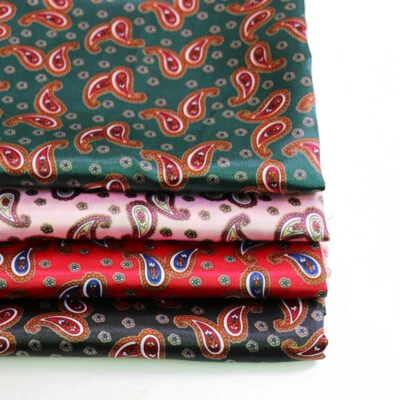 39 Inch X 58 Inch Retro Paisley Satin Fabric Soft Scarf Material Silky Charmeuse - Image 1 of 4