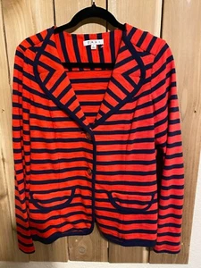 Cabi Red & Blue Striped Long Sleeve Jacket Size Large nwot - Picture 1 of 2