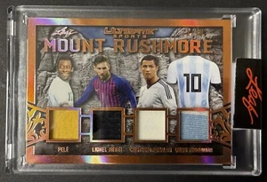 2021 Leaf Ultimate Mt Rushmore Pelé Messi Ronaldo Maradona GU Jersey Kit 13/30 - Picture 1 of 2