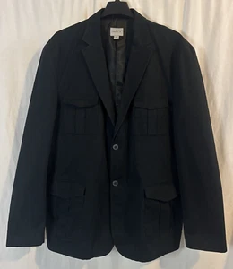 Solid Black Linea Uomo Cotton Sports Coat 5X - Picture 1 of 11