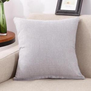 Cotton Linen Pillow Case Sofa Waist Throw Cushion Solid Cover Home Decor