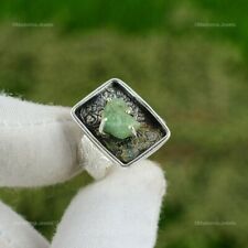 Gift For Her Natural Green Kyanite Rough Multi Stone Adjustable Ring 925 Silver