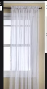 Sheer Curtain Rod Pocket 1 Panel Brylane Home 60'' x 84'' Long Melody White NEW - Picture 1 of 3