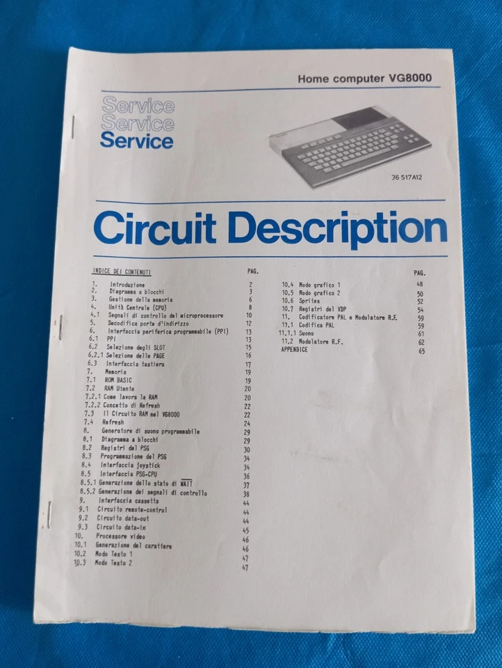 MSX PHILIPS VG8000 Vintage Retro HOME COMPUTER Raro Circuit Description ORIGINAL - Immagine 1 di 1