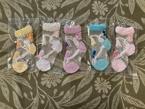 5 pair Girls Transparent Socks Sheer Flower Lace Crystal Silk 3T 4T 5T Toddler - Picture 1 of 2