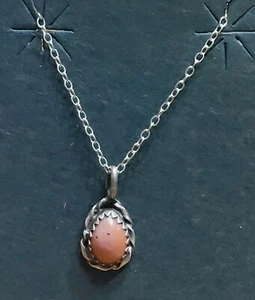 Colgante de plata estornino y coral con cadena de 18" ~ Hecho en Navajo - Imagen 1 de 6