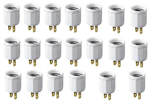 20 pack Plug In Leviton Polarized OUTLET SOCKET ADAPTERS plug to Light bulb  - Picture 1 of 1