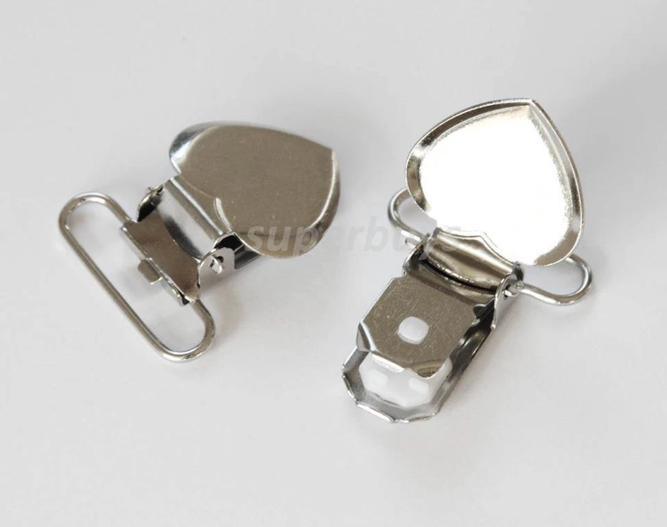 5 20 50 Lead Free Heart Shaped Suspender Bib Pacifier Dummy Clip Buckle Teething - image 1 of 3