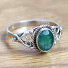 Indian Green Emerald Ring Handmade 925 Sterling Silver Woman Ring All Size HM218