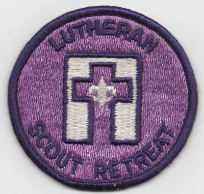 Patch Lutheran Scout Retreat Boy Scouts of American BSA Cross Purple Round 3" - Image 1 of 3