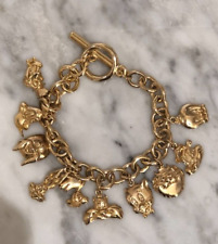 Vintage 1992 WB Looney Tunes 10 Characters Gold Tone Charm Bracelet