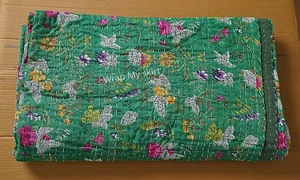 Bohemian Kantha Quilt Indian Handmade Quilt Throw Blanket Cotton Bedspread - Picture 1 of 67