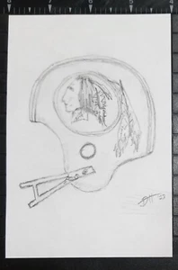 WASHINGTON REDSKINS LOGO 4x6 fine art sketch card 1/ 1 ORIGINAL artist DH - Picture 1 of 5