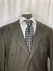 Haggar Mens Sport Coat Blazer Suit Jacket 42R 46" Brown Beige 3 Button Wool* - Picture 1 of 13