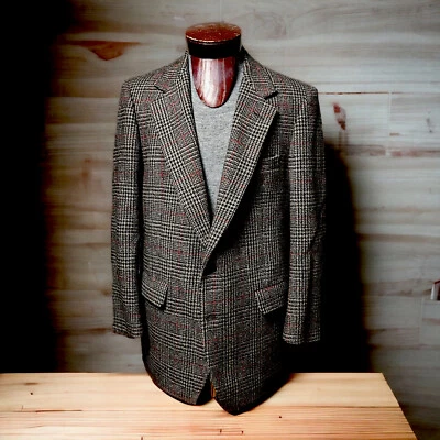 Chaqueta Abrigo Deportivo De Colección Stanley Lana Negra Para Hombre 42R Gris Cuadros Blazer Foto 1 de 4